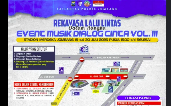 Foto Rekayasa lalu lintas konser Dialog Cinta Jombang, (Foto: Satlantas Polres Jombang)