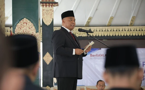 Foto Bupati Sleman, Harda Kiswaya saat memberikan sambutan. (Foto: Prokopim Sleman for Ketik)