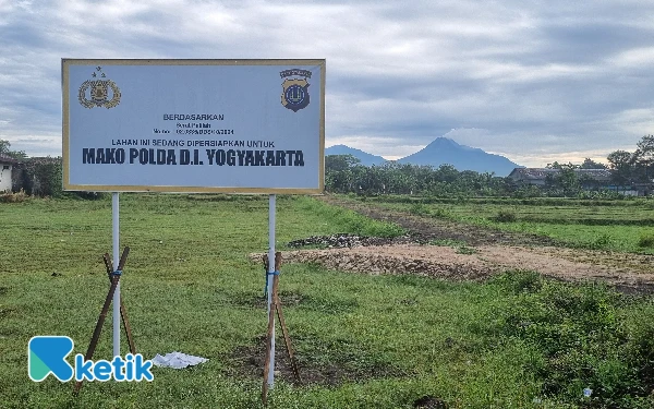 Foto Lokasi pembangunan gedung baru Mapolda DIY di Kalurahan Sidomulyo, Godean, Sleman. (Foto: Fajar Rianto/Ketik)