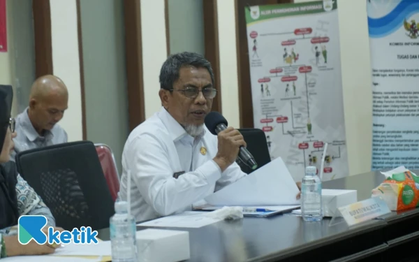 Foto Sekda Nagan Raya, Ardi Martha pada kegiatan Evaluasi Keterbukaan Informasi Badan Publik Tahun 2025 yang digelar oleh KIA di Banda Aceh, Rabu, 15 Oktober 2025. (Foto: Tom for Ketik)