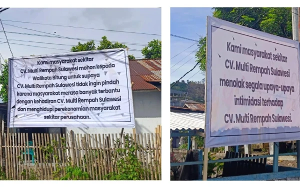 Foto Baliho bentuk dukungan warga setempat terhadap CV Multi Rempah Sulawesi, (Foto: Maulana/ketik)