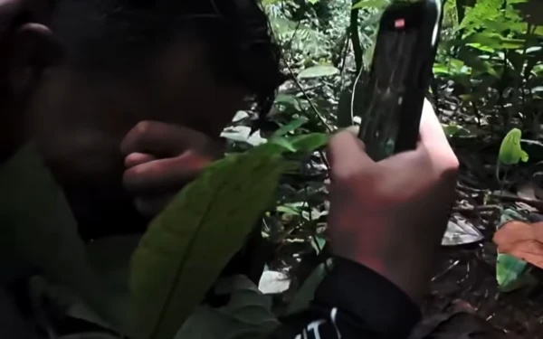 Foto Tangis haru Septian 'Deki' Andrikithat, seorang pemburu bunga asal Indonesia begitu menyaksikan bunga tersebut mekar. (Foto: tangakapan layar reels instagram @illustratingbotanist)