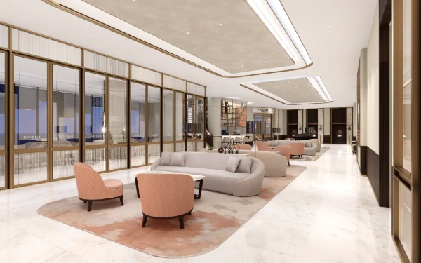 Foto View Lobby Lounge dengan nuansa warna coklat yang elegan sebagai wajah baru Atria Hotel Malang. (Foto: Atria Hotel Malang for Ketik.com)