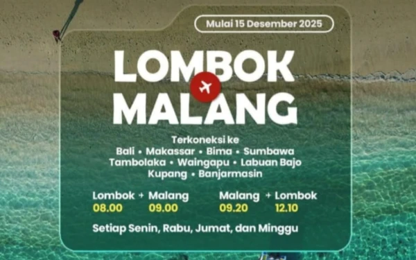 Foto Pengumuman Penerbangan Lombok-Malang. (Foto: Wings Air)
