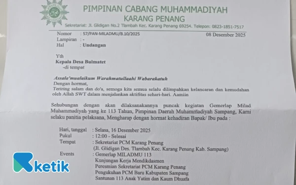 Foto Surat undangan PCM Karangpenang (Foto: Dus)