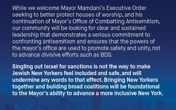 Foto Pernyataan bersama dari sejumlah organisasi Yahudi di Amerika Serikat yang mengecam Wali Kota New York, Zohran Mamdani karena dianggap melemahkan pemberantasan antisemitisme. (Akun X UJA-Federation New York)