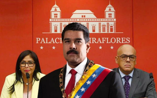 Foto (dari kiri ke kanan) Wapres Delcy Rodríguez , Presiden Venezuela Nicolas Maduro dan Ketua Majelis Nasional Jorge Rodríguez. (La Messa)