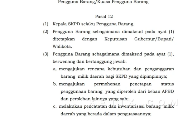 Foto Kutipan Permendagri No. 19 Tahun 2016 tentang Pedoman Pengelolaan Barang Milik Daerah yang diperbarui dengan Permendagri No. 7 Tahun 2024.  (Foto: Fathur Roziq/Ketik.com)