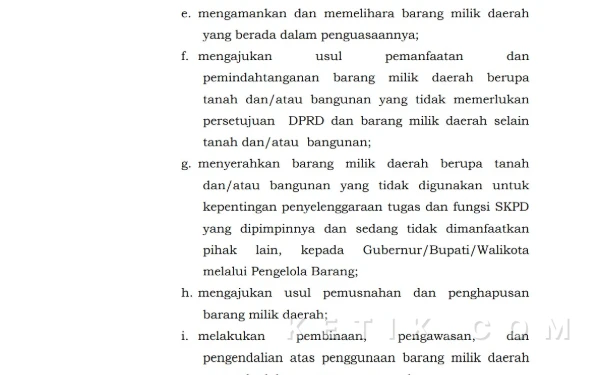 Foto Kutipan Permendagri No. 19 Tahun 2016  yang mengatur tanggung jawab pengguna barang milik daerah. (Foto: Fathur Roziq/Ketik.com)