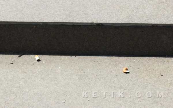 Foto Puntung rokok yang dibuang sembarangan oleh bapak-bapak. (Foto: Fathur Roziq/Ketik.com)