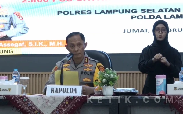 Foto Kapolda Lampung Irjen Helfi Assegaf saat press rilis ungkap kasus narkotika pada, Jumat (6 Februari 2026).( Foto : Andriego/Ketik.com).