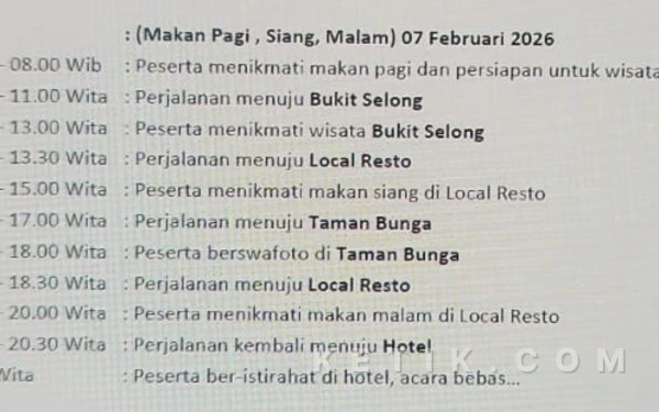 Foto Jadwal dan rute ngelencer puluhan Kasek SD di Sidoarjo ke Lombok pada hari kedua, Sabtu (7 Februari 2026). (Foto: Fathur Roziq/Ketik.com)