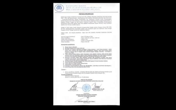 Foto Pengumuman MUSDA XII BPD GAPENSI SUMSEL, Selasa 10 Februari 2026. (Foto: Gapensi For Ketik.com)
