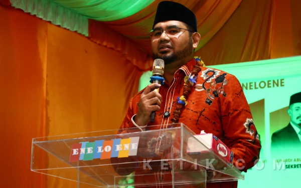 Foto Bassam Kasuba saat sambutan (Foto: Mursal/Ketik.com)