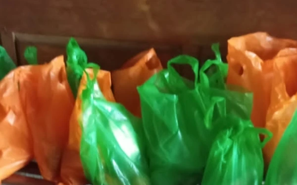 Foto Paket MBG 3B Terbungkus kantong kresek bertolak belakang surat edaran BGN nomor 3 tahun 2026 (Foto Ahmad Istihar/Ketik.com)