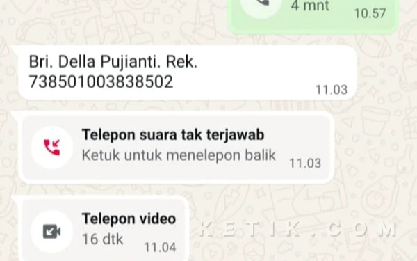 Foto Nomor rekening yang digunakan penipu untuk tujuan transfer uang dengan mencatut nama Bupati Subandi. (Foto: istimewa)