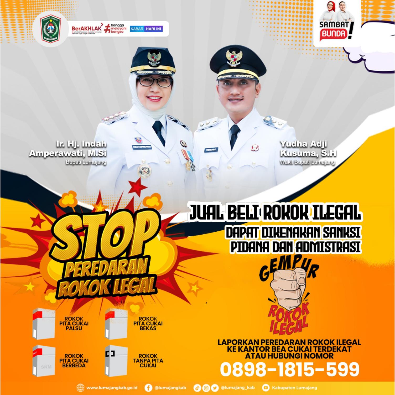 Stop Peredaran Rokok Ilegal! - Oleh Bupati dan Wakil Bupati Lumajang