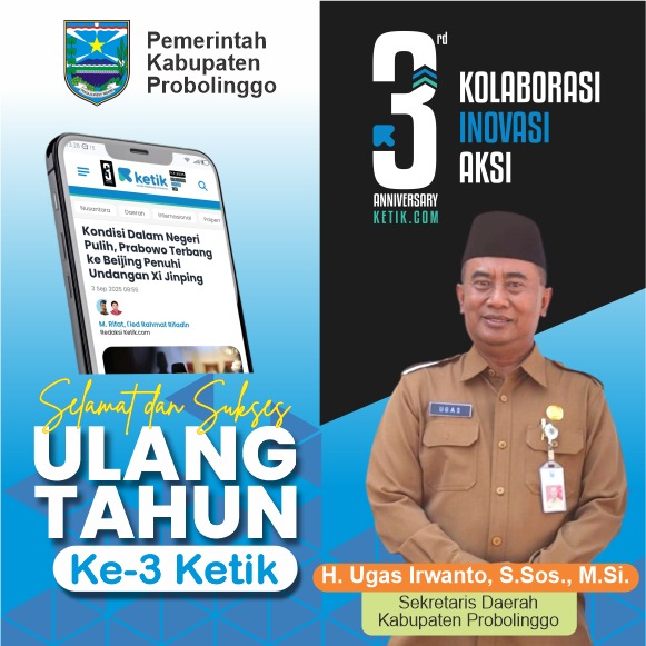 Ucapan HUT ke-3 Ketik.com 9-9-2025 oleh H. Ugas Irwanto S. Sos, M.Si