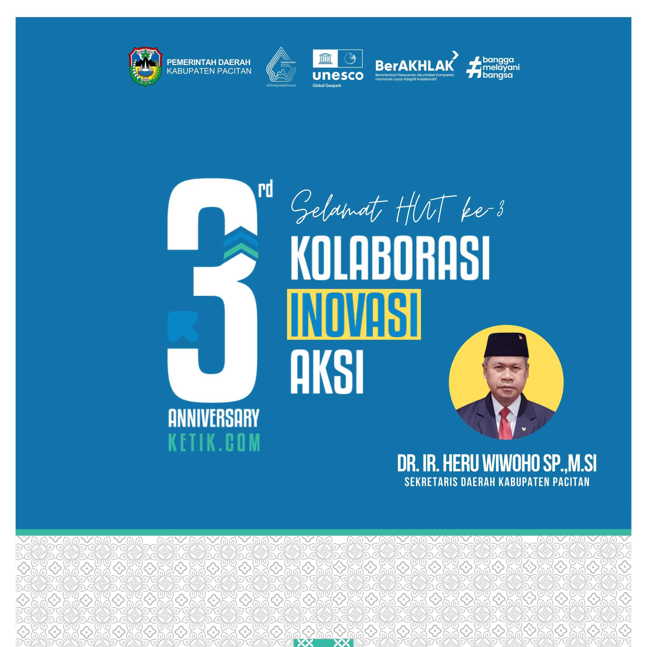 Ucapan HUT ke-3 Ketik.com 9-9-2025 oleh Dr. Ir. Heru Wiwoho, S.P, M.Si