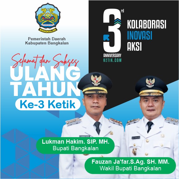 Ucapan HUT ke-3 Ketik.com 9-9-2025 oleh Bupati dan Wakil Bupati Bangkalan