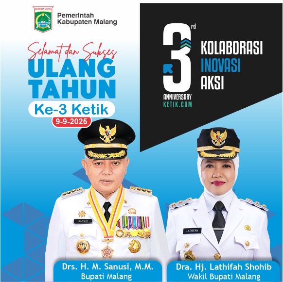Ucapan HUT ke-3 Ketik.com 9-9-2025 oleh Bupati dan Wakil Bupati Malang