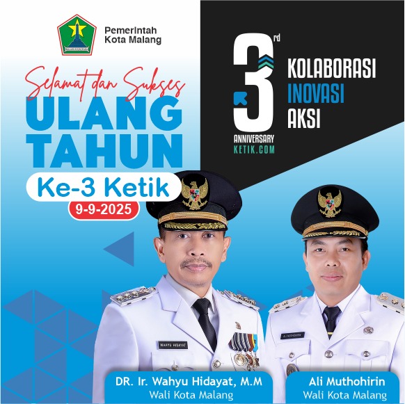 Ucapan HUT ke-3 Ketik.com 9-9-2025 oleh Walikota dan Wakil Walikota Malang