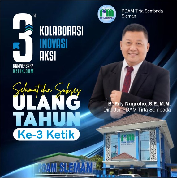 Ucapan HUT Ke-3 Ketik.com oleh B. Edy Nugroho, S.E, M.M - PDAM Tirta Sembada Sleman
