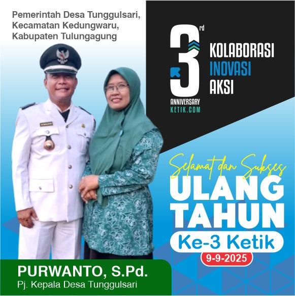 Ucapan HUT Ke-3 Ketik.com oleh Purwanto, S.Pd - Pj. Kepala Desa Tunggulsari