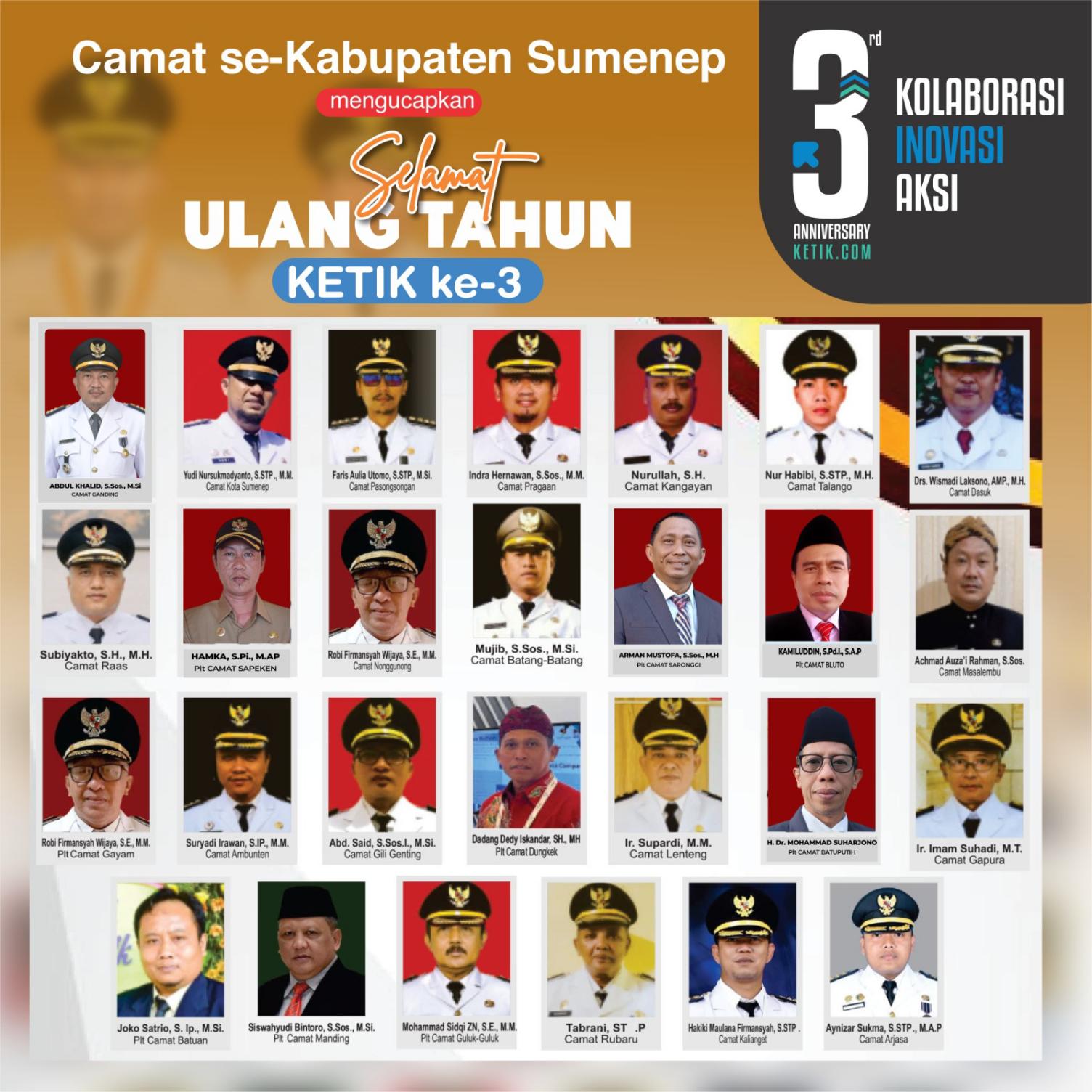 Ucapan HUT Ke-3 Ketik.com oleh Camat Se-Kabupaten Sumenep