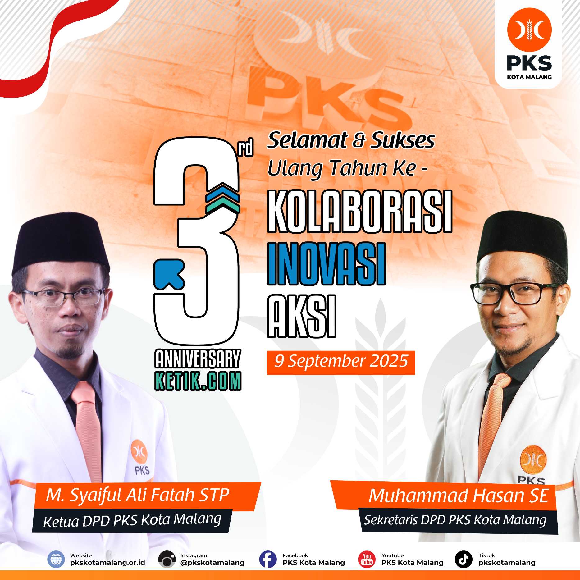 Ucapan HUT Ke-3 Ketik.com oleh DPD PKS Kota Malang