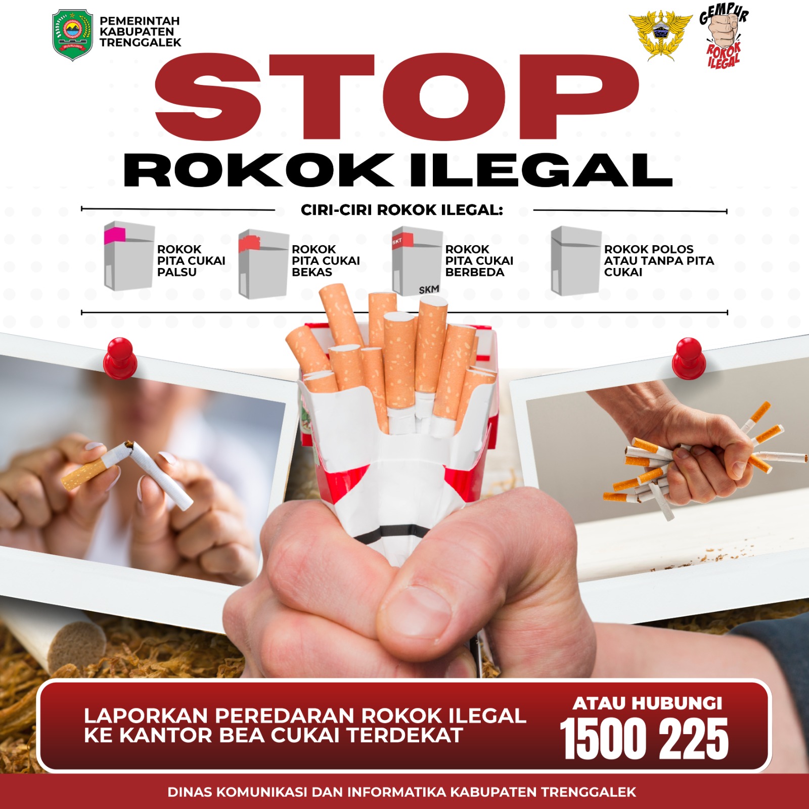 Gempur Rokok Ilegal oleh Diskominfo Kabupaten Trenggalek