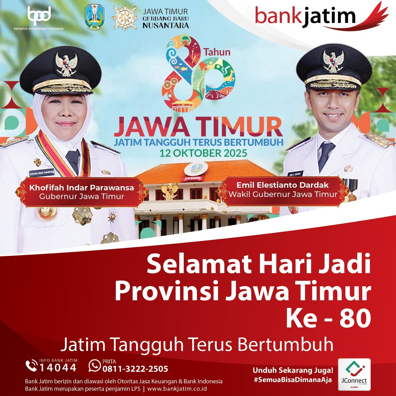Ucapan Selamat Hari Jadi Provinsi Jawa Timur oleh Bank Jatim