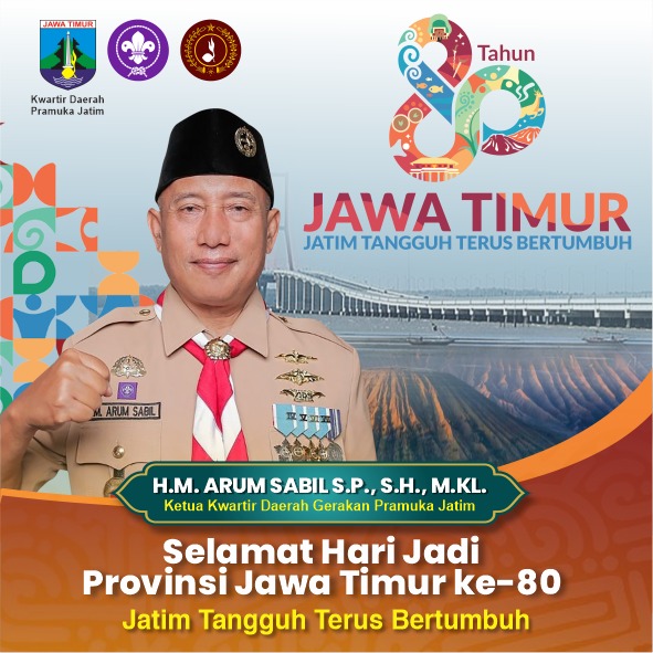 Ucapan Selamat Hari Jadi Provinsi Jawa Timur ke-80 oleh H. M. Arum Sabil, S.P, S.H, M.KL
