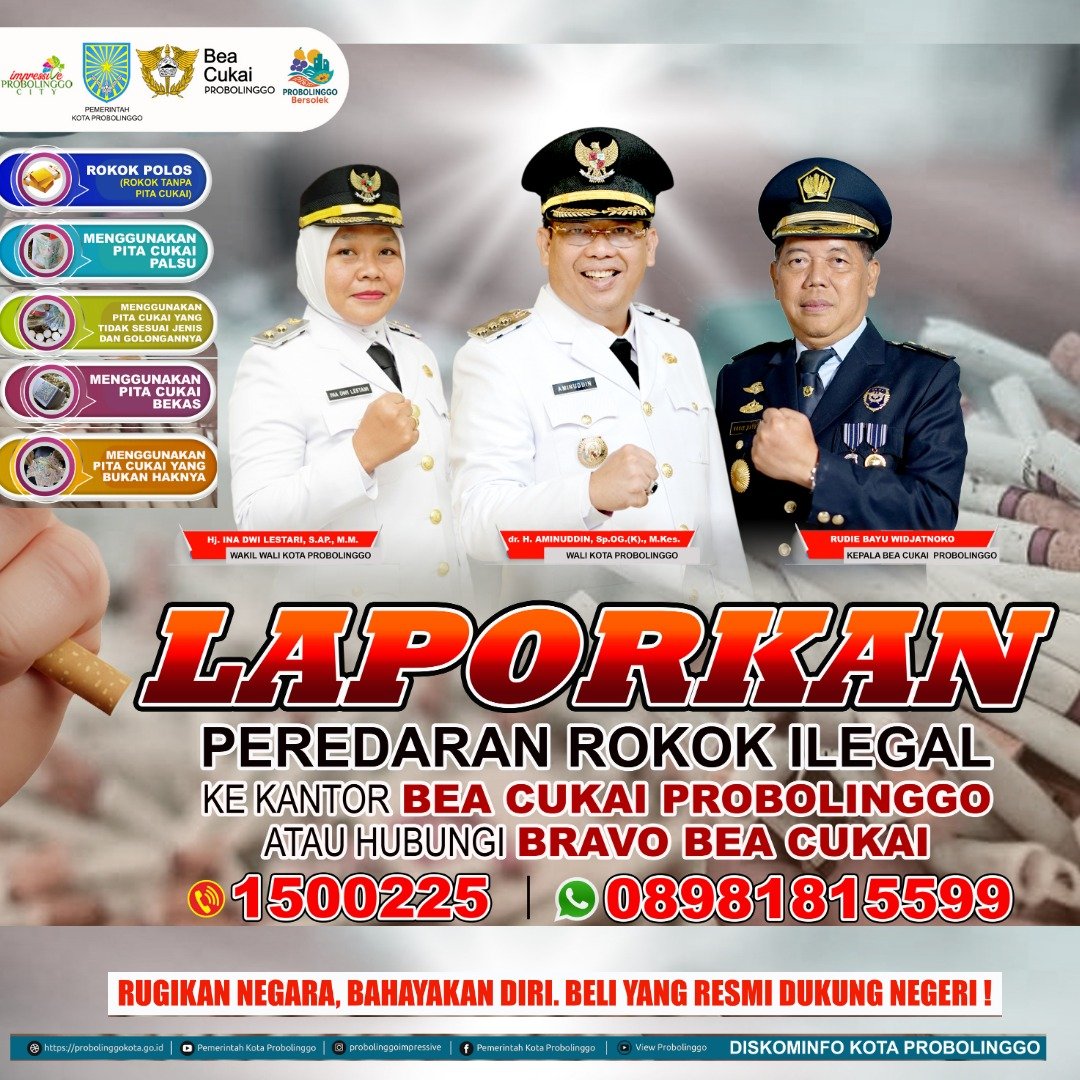Ucapan Gempur Rokok Ilegal oleh Diskominfo Kota Probolinggo