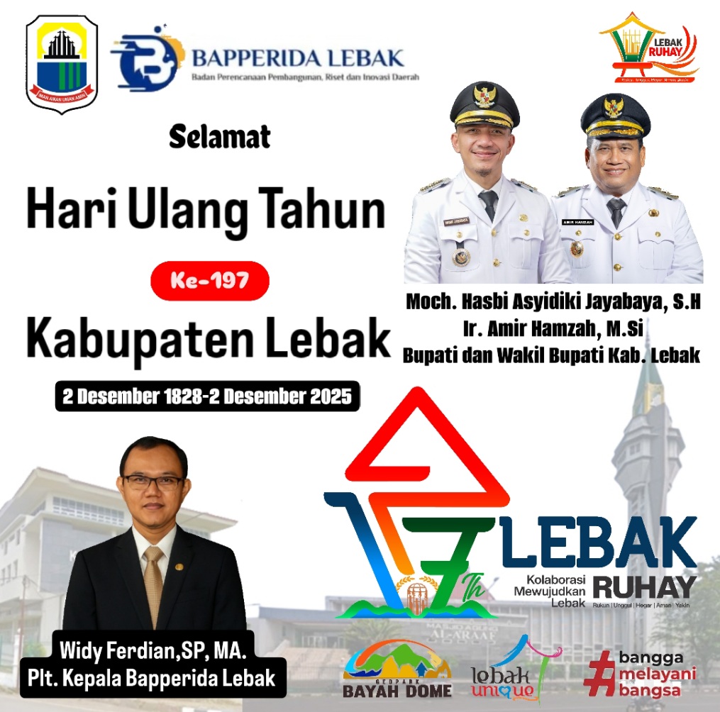Ucapan Hari Ulang Tahun Kabupaten Lebak ke-197 oleh Bapperida Lebak