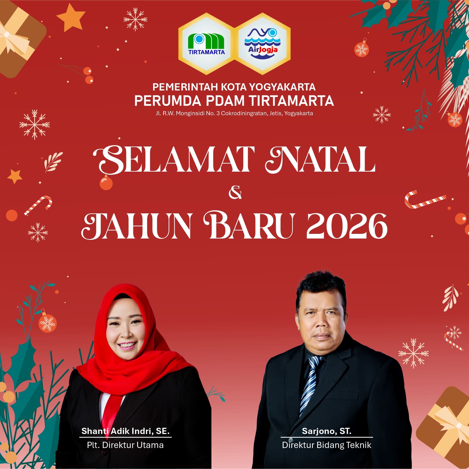 Ucapan Selamat Natal 2025 dan Tahun Baru 2026 oleh Perumda PDAM Tirtama Yogyakarta