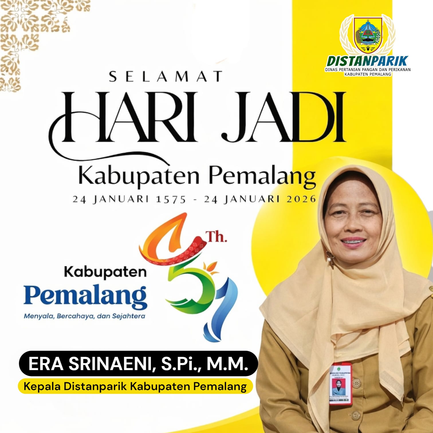 Iklan Display Ucapan Hari Jadi Kabupaten Pemalang oleh Dinas Pertanian Pangan dan Perikanan Kabupaten Pemalang