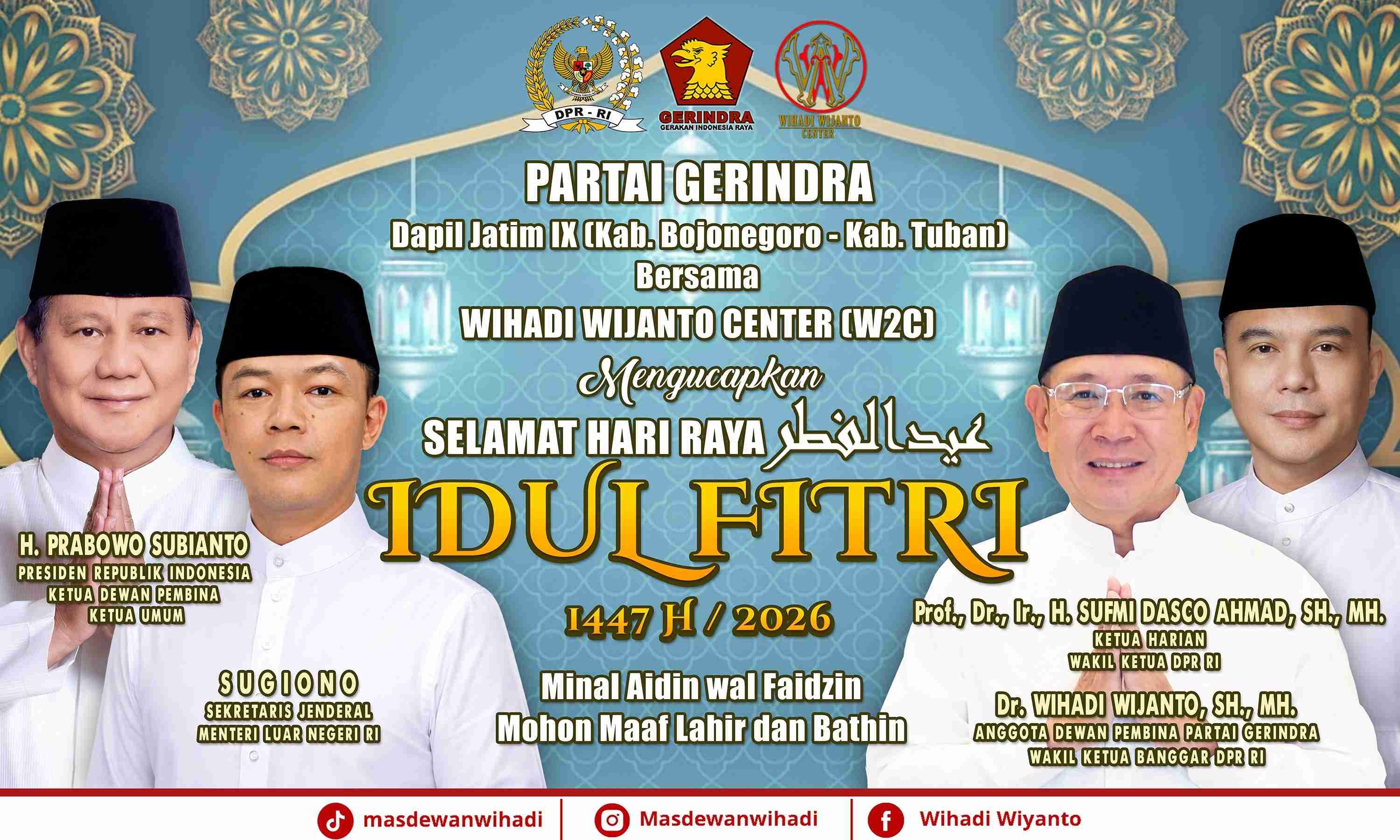 Ucapan Selamat Hari Raya Idul Fitri oleh Partai Gerindra Dapil Jatim IX Kab. bojonegoro-Kab Tuban