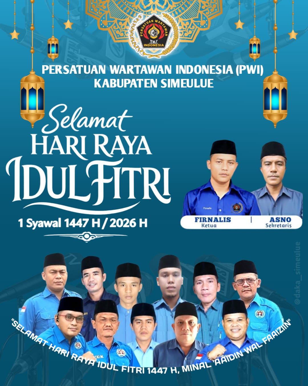 Ucapan Selamat Hari Raya Idul Fitri 1447H oleh Persatuan Wartawan Indonesia Kabupaten Simeulue