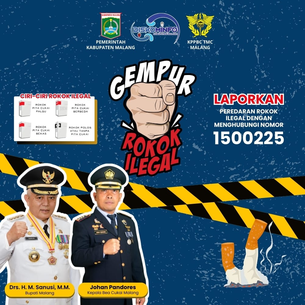 Penayangan Gempur Rokok Ilegal oleh Diskominfo Kabupaten Malang periode Maret 2026