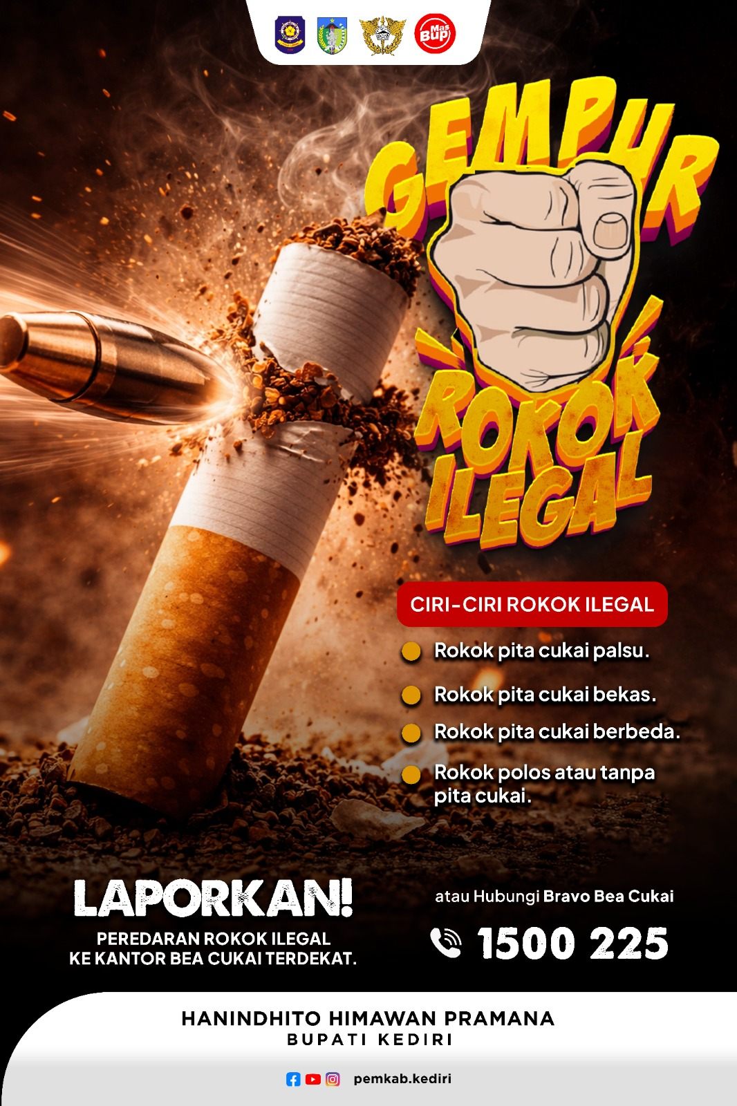 Penayangan Iklan Display Gempur Rokok Ilegal oleh Satpol PP Kabupaten Kediri