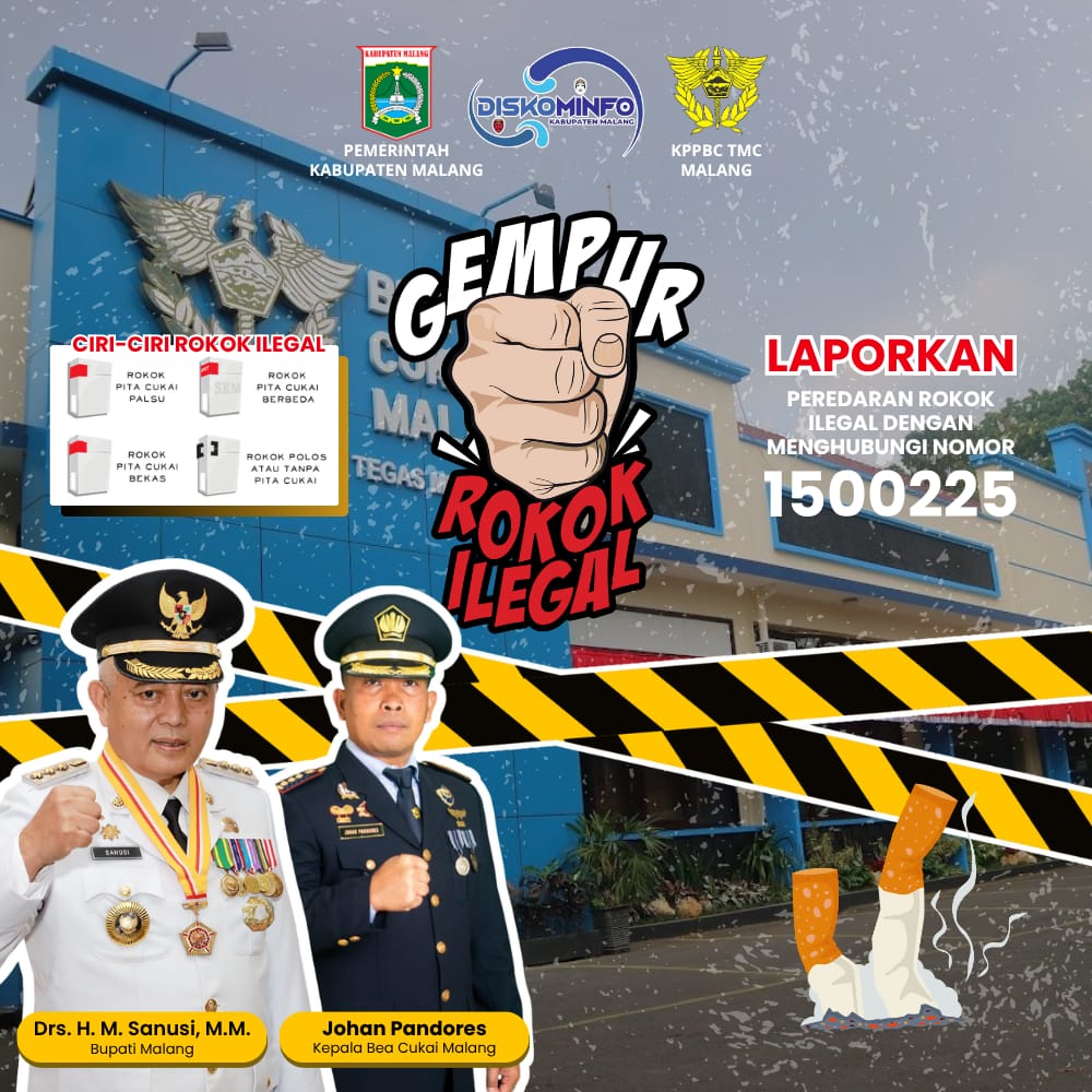 Penayangan Gempur Rokok Ilegal oleh Diskominfo Kabupaten Malang periode Maret 2026