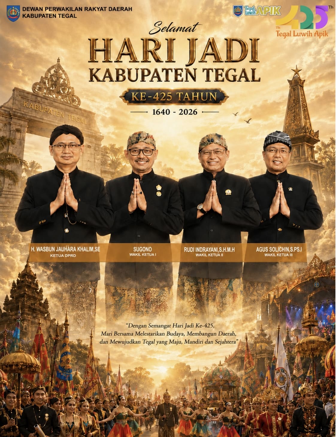 Ucapan Selamat Hari Jadi Kabupaten Tegal ke 425 oleh DPRD Kabupaten Tegal
