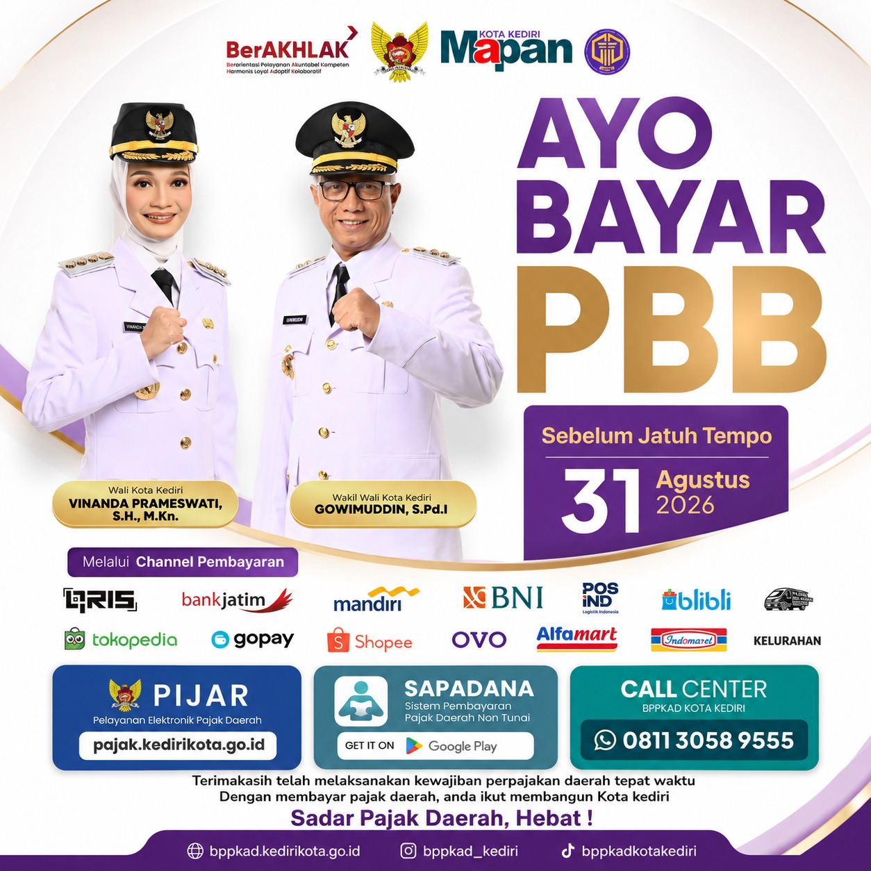 Iklan Display Ayo Bayar PBB oleh BPKAD Kota Kediri
