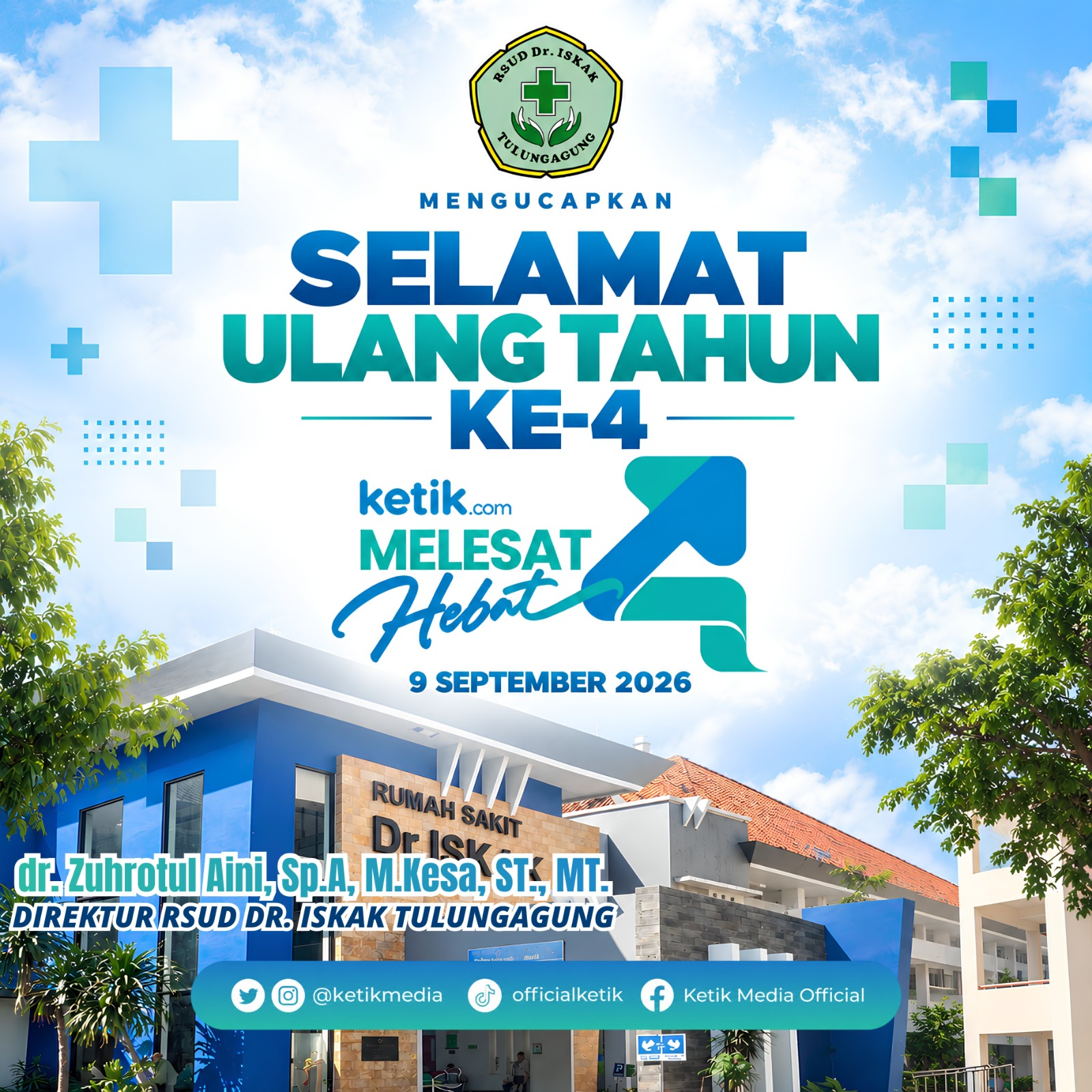 Ucapan Selamat Ulang Tahun ke-4 Ketik.com oleh RSUD dr. Iskak Tulungagung