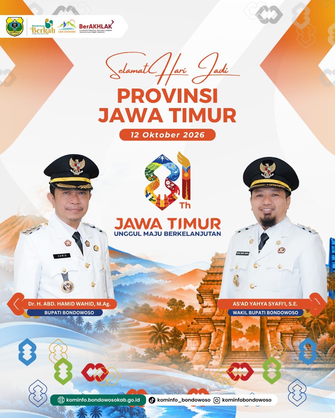Ucapan Selamat Hari Jadi Provinsi Jawa Timur oleh Diskominfo Bondowoso