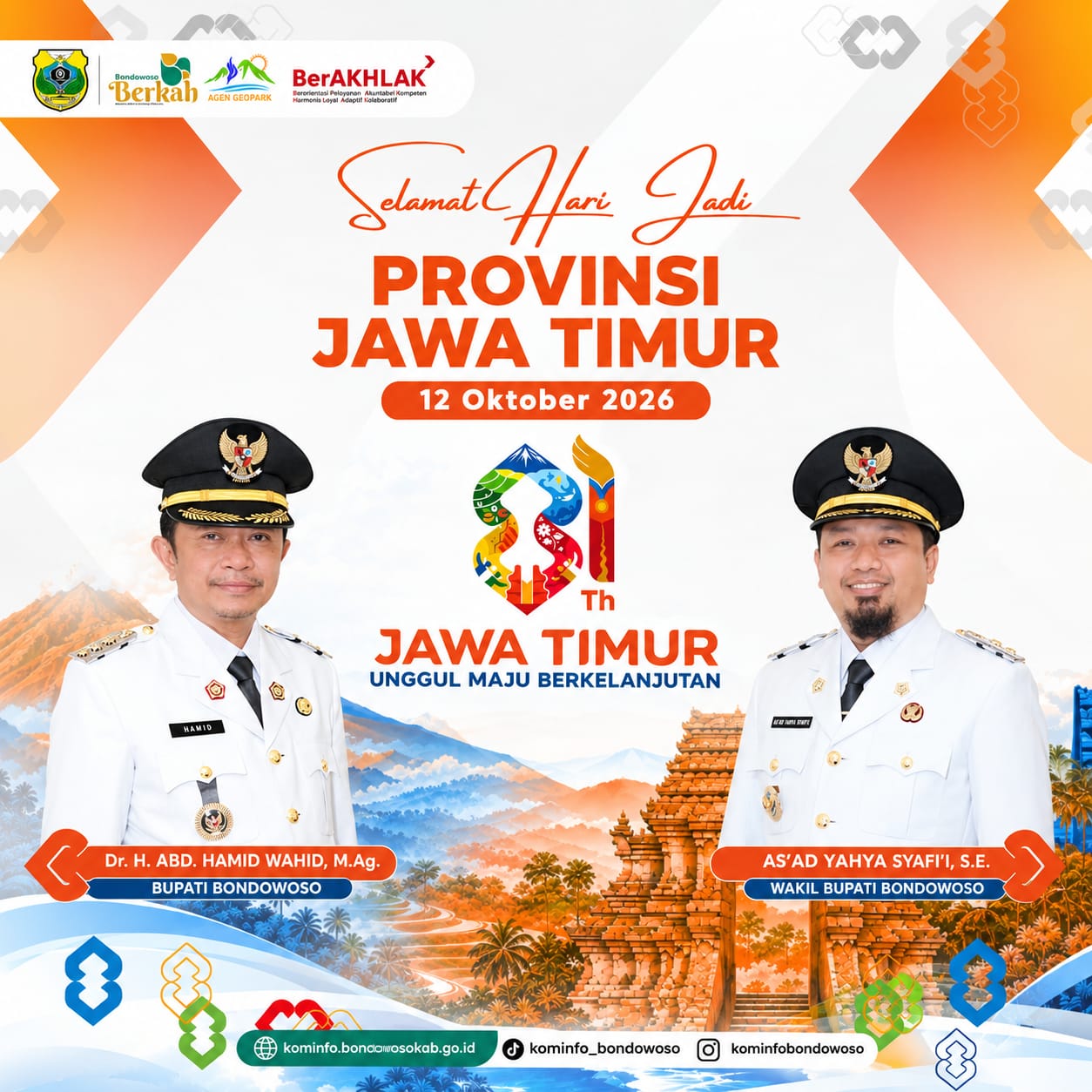 Ucapan Selamat Hari Jadi Provinsi Jawa Timur oleh Diskominfo Bondowoso