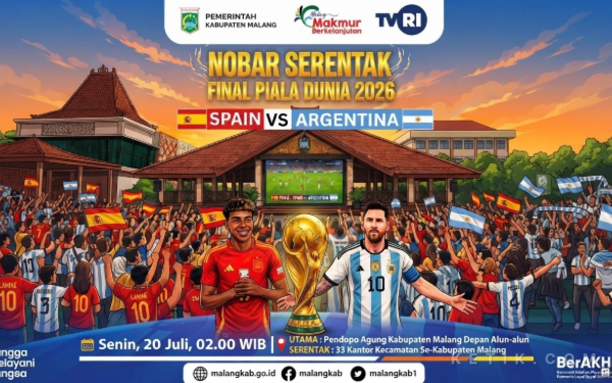 Thumbnail Berita - Jangan Lewatkan! Pemkab Malang Gelar Nobar Final Piala Dunia 2026 Serentak di 33 Kecamatan dan Pendapa Agung