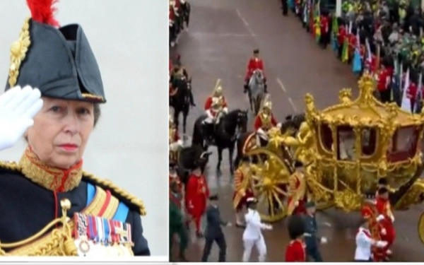 Thumbnail Adik Raja Charles III, Putri Anne naik kuda memimpin pasukan mengawal arak-arakan kereta Gold State Coach menuju Istana Buckingham. (Foto: Andrew P/i-image)