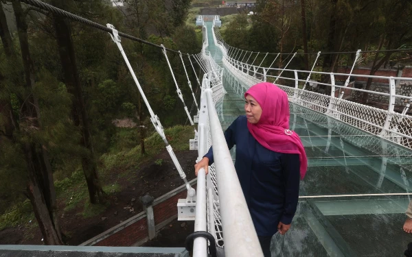 Khofifah Jajal Jembatan Kaca Seruni Point di Kawasan TNBTS